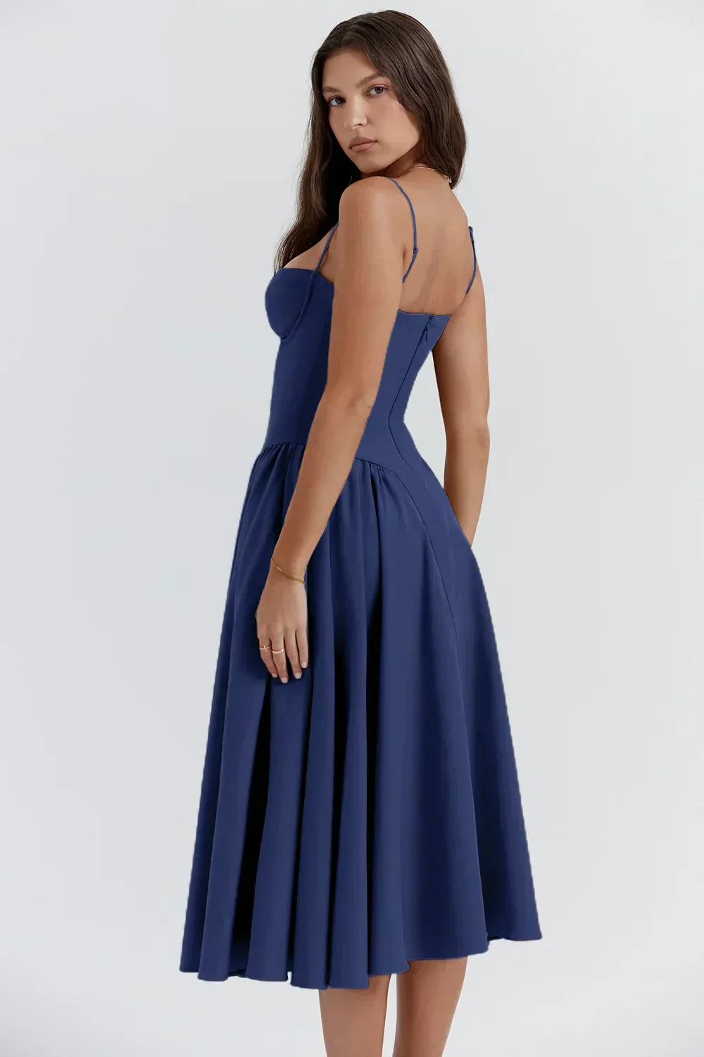 Damen A-Linien Midi Hochzeitsgast Kleid