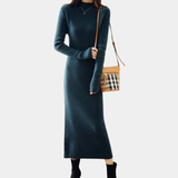 Damen Langarm Midi Strickkleid