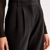 Damen Hohe Taille Lang Stoffhose
