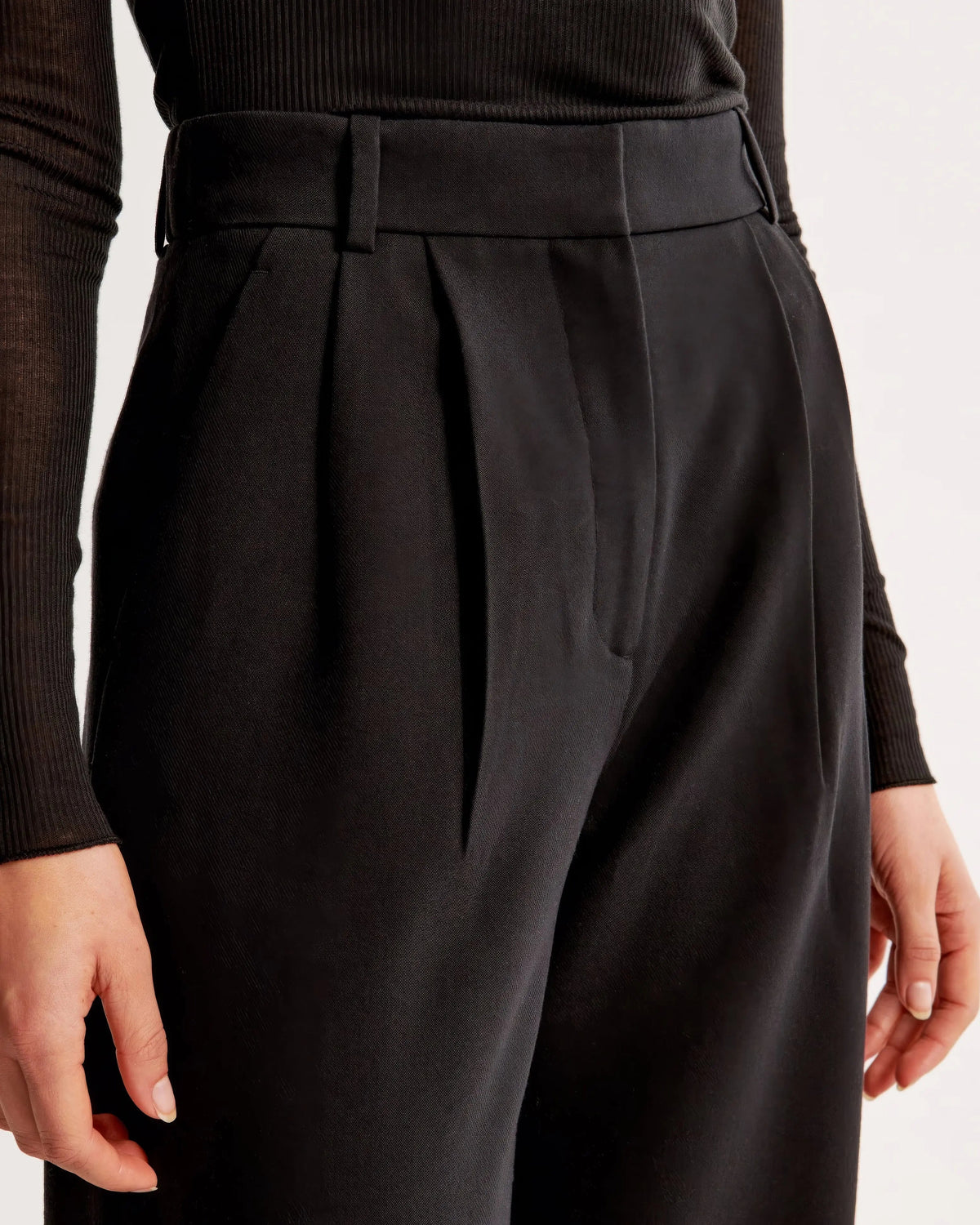 Damen Hohe Taille Lang Stoffhose