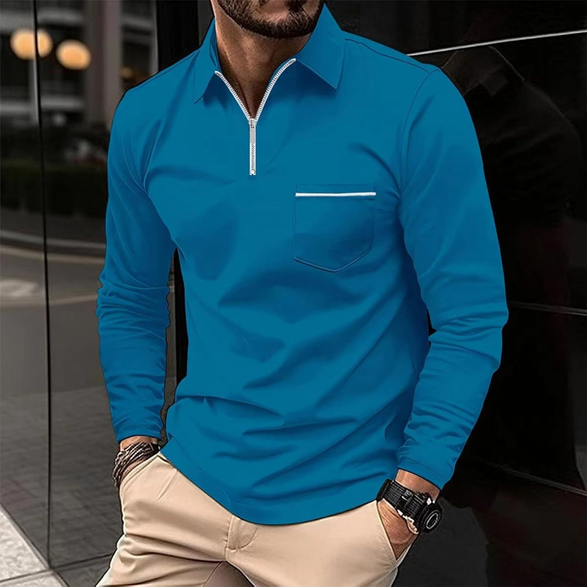Stefan | Herren Langärmeliges Polo-Shirt | Klassischer Schnitt