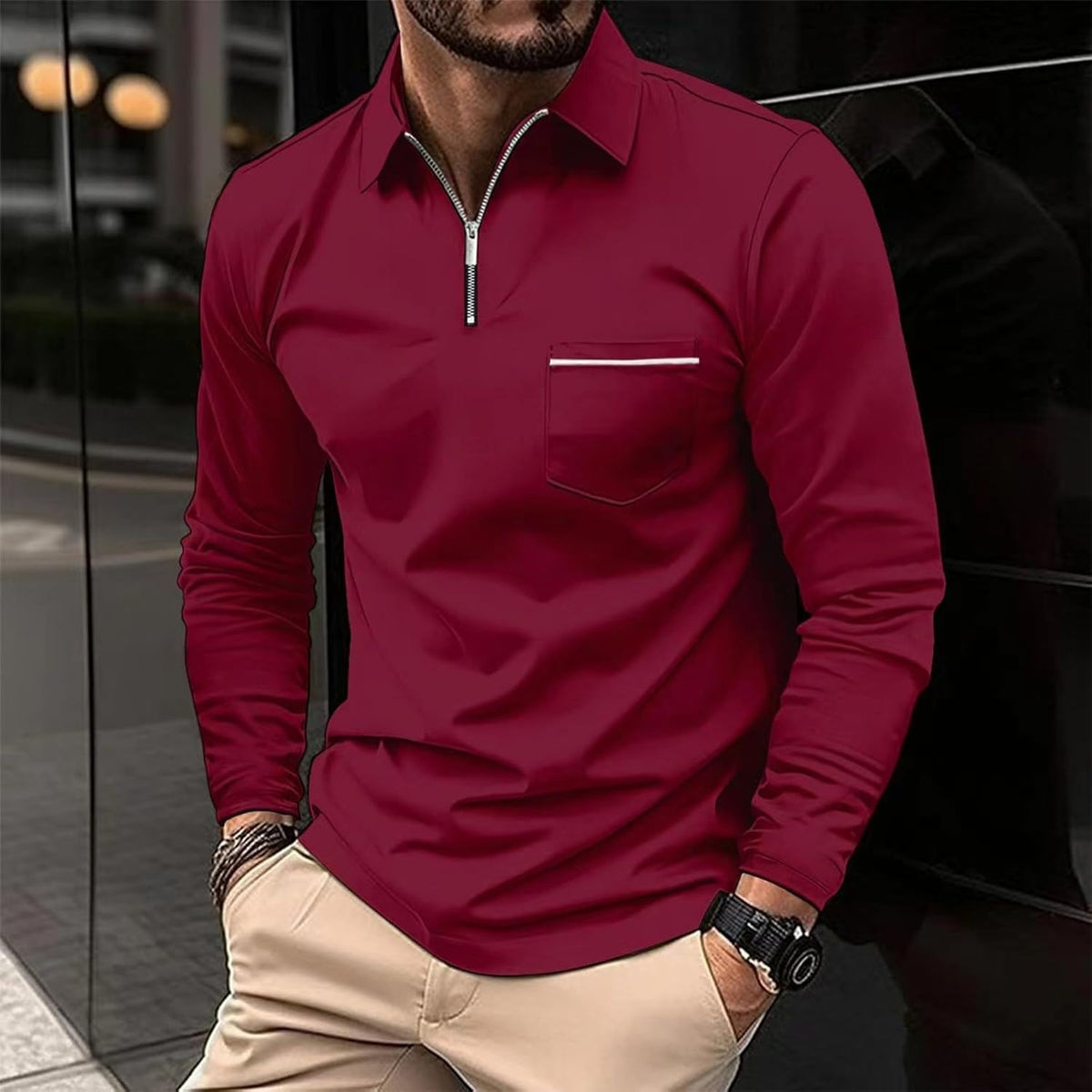 Stefan | Herren Langärmeliges Polo-Shirt | Klassischer Schnitt