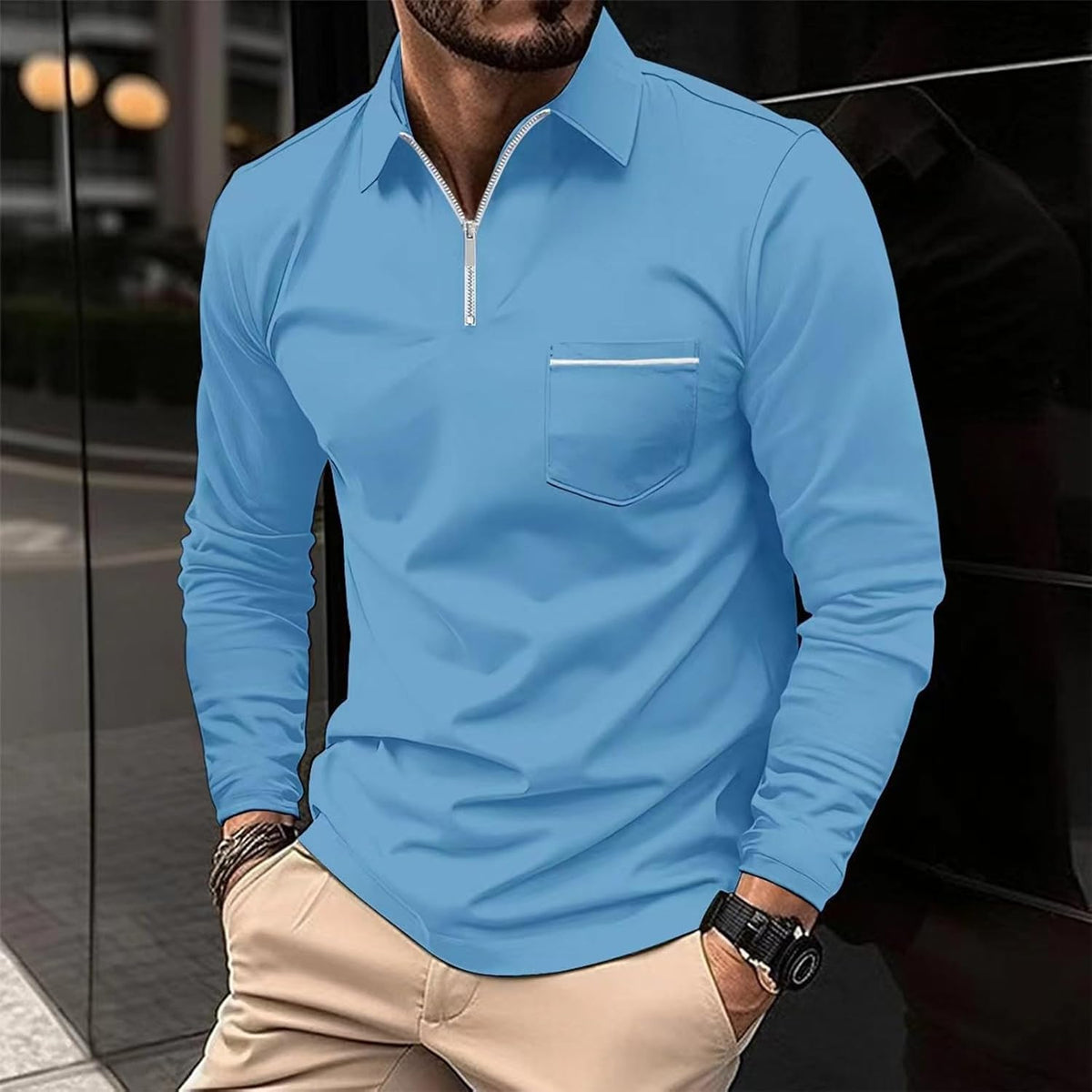 Stefan | Herren Langärmeliges Polo-Shirt | Klassischer Schnitt