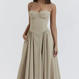 Damen A-Linien Midi Hochzeitsgast Kleid