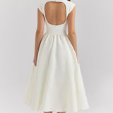Damen Kurzarm Midi Hochzeitsgast Kleid