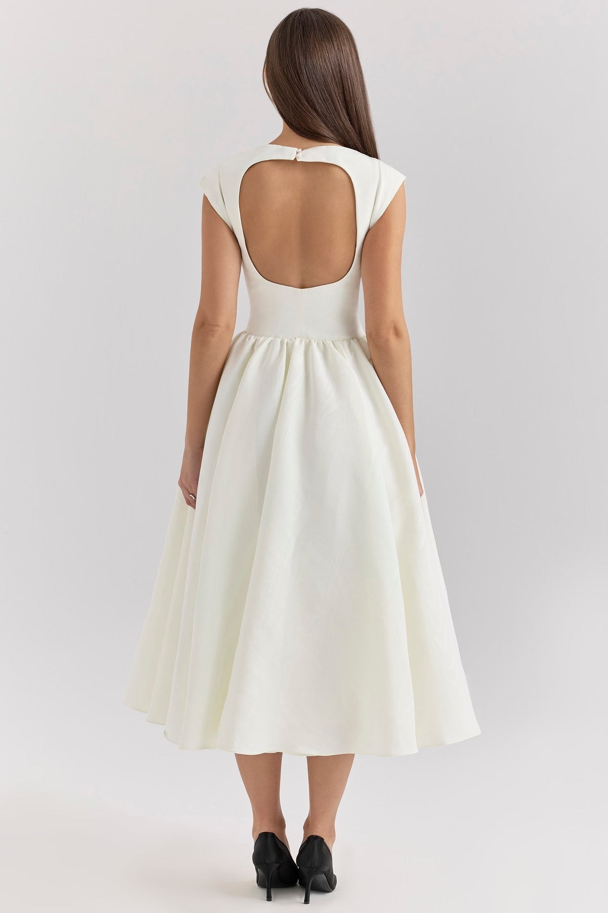 Damen Kurzarm Midi Hochzeitsgast Kleid