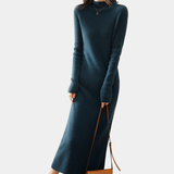 Damen Langarm Midi Strickkleid