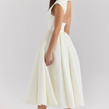 Damen Kurzarm Midi Hochzeitsgast Kleid