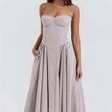 Damen A-Linien Midi Hochzeitsgast Kleid