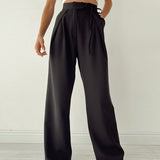 Damen Hohe Taille Seitliche Bindung Chino Hose
