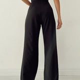 Damen Hohe Taille Seitliche Bindung Chino Hose