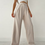 Damen Hohe Taille Seitliche Bindung Chino Hose