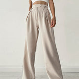 Damen Hohe Taille Seitliche Bindung Chino Hose