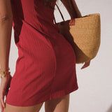 Damen Ärmellos V-Ausschnitt Mini Sommerkleid