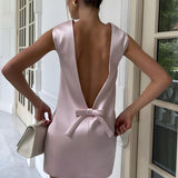 Damen Rückenfrei Mini Sommerkleid