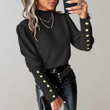 Damen Ärmel mit Knopfdesign Lang Shirt