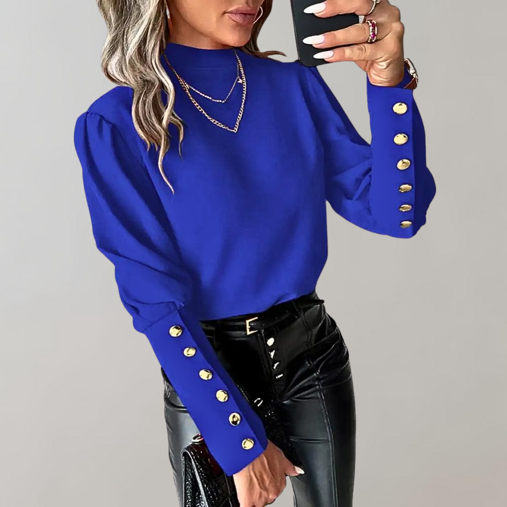 Damen Ärmel mit Knopfdesign Lang Shirt