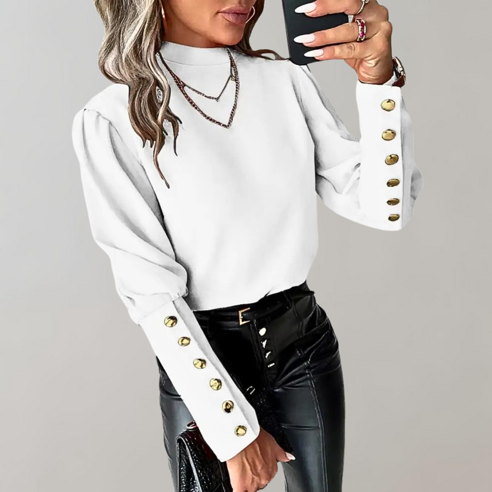 Damen Ärmel mit Knopfdesign Lang Shirt