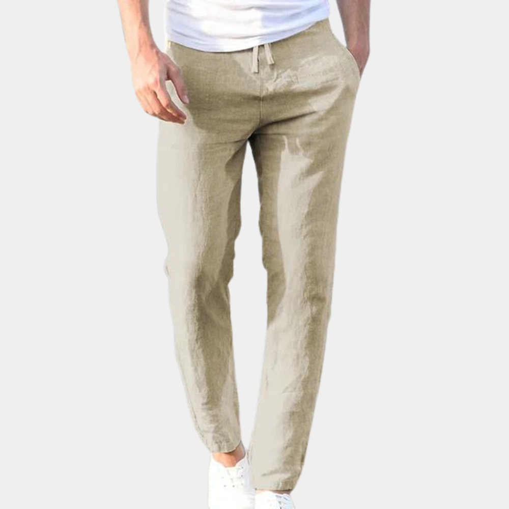Herren Gerades Bein mit Seitentaschen Leinenhose