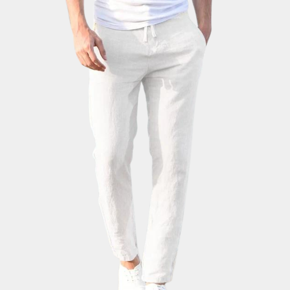 Herren Gerades Bein mit Seitentaschen Leinenhose