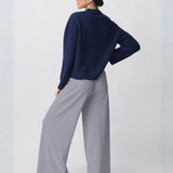 Damen Gestreift Weites Bein Stoffhose