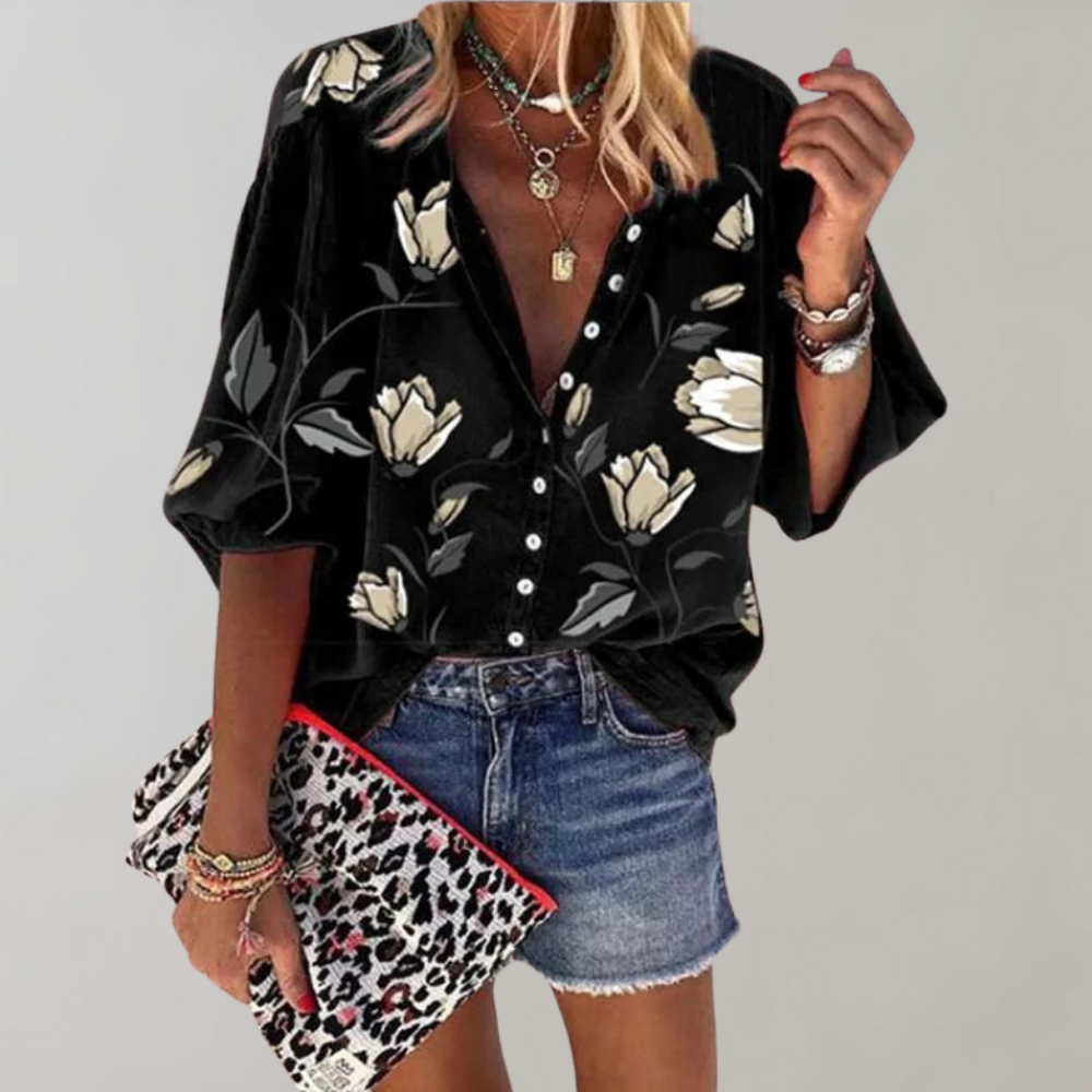 Lavira | Damen Sommer Strand Bluse | Bedruckt