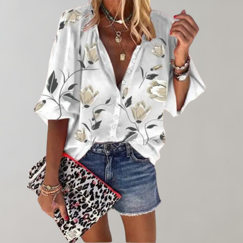 Lavira | Damen Sommer Strand Bluse | Bedruckt