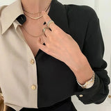 Angelika | Damen Zweifarbige Bluse | Langarm