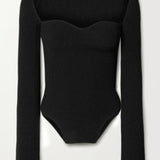 Damen Schwarz Gestrickt Lang Shirt