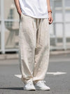 Herren Beige Weites Bein Leinenhose