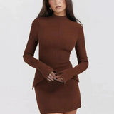 Damen Langarm Mini Etui Kleid