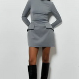 Damen Langarm Mini Etui Kleid