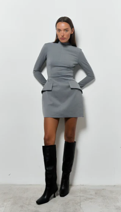Damen Langarm Mini Etui Kleid
