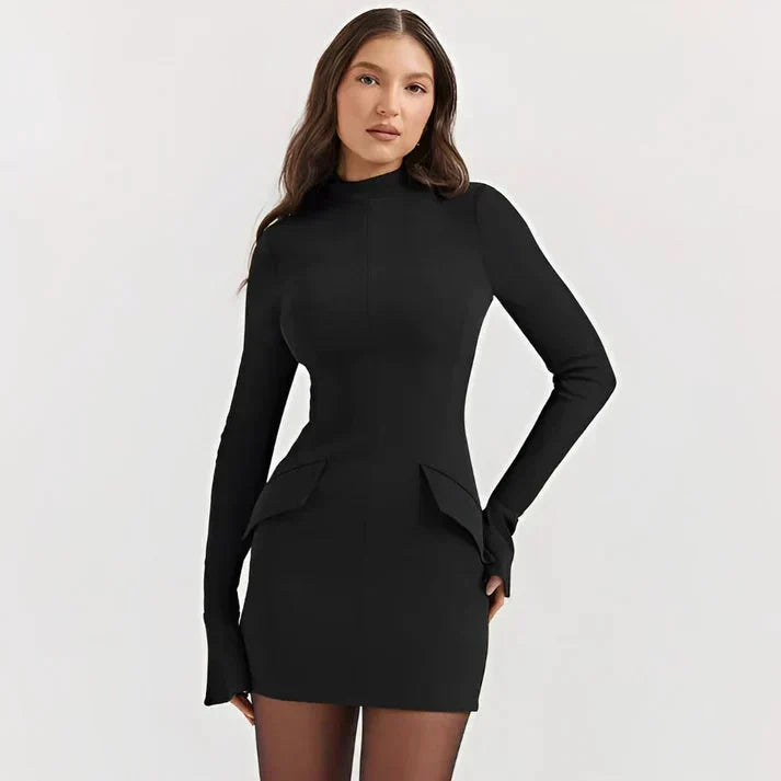 Damen Langarm Mini Etui Kleid