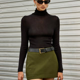 Mira | Dames Minirok - Hoge Taille met Riem, Geweven Stof 4
