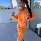 Damen Pullover und Kleid Zweiteiler Set