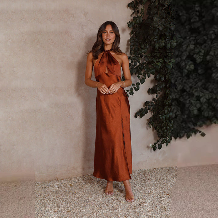 Damen Halter Maxi Party Abendkleid