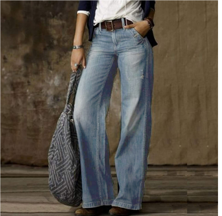 Damskie vintage lekkie jeansy | Wysoki stan
