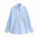 Blusa larga para mujer con rayas y cuello
