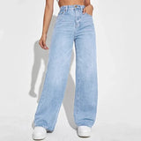 Damen Hohe Taille Baggy Jeans