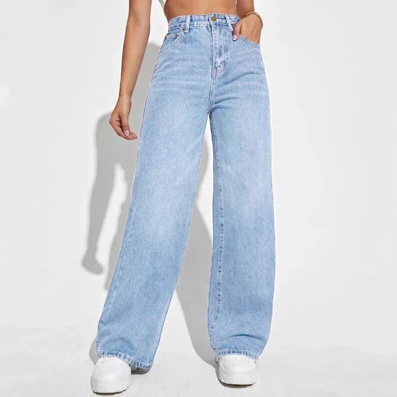 Damen Hohe Taille Baggy Jeans