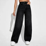 Damen Hohe Taille Baggy Jeans