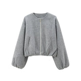Damen Reißverschluss mit Taschen Übergangsjacke