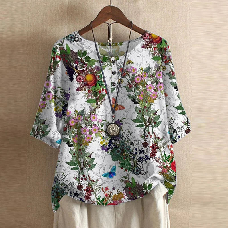 Lily | Laternenärmel Blumenmuster Bluse