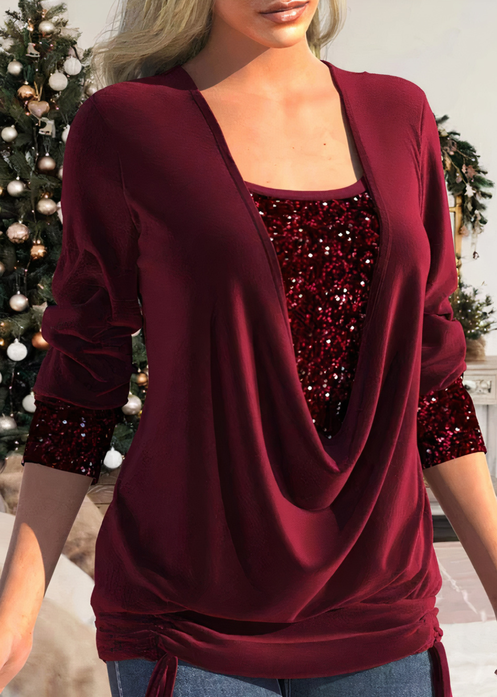Kira | Top de manga larga con brillo para mujer | Elegante