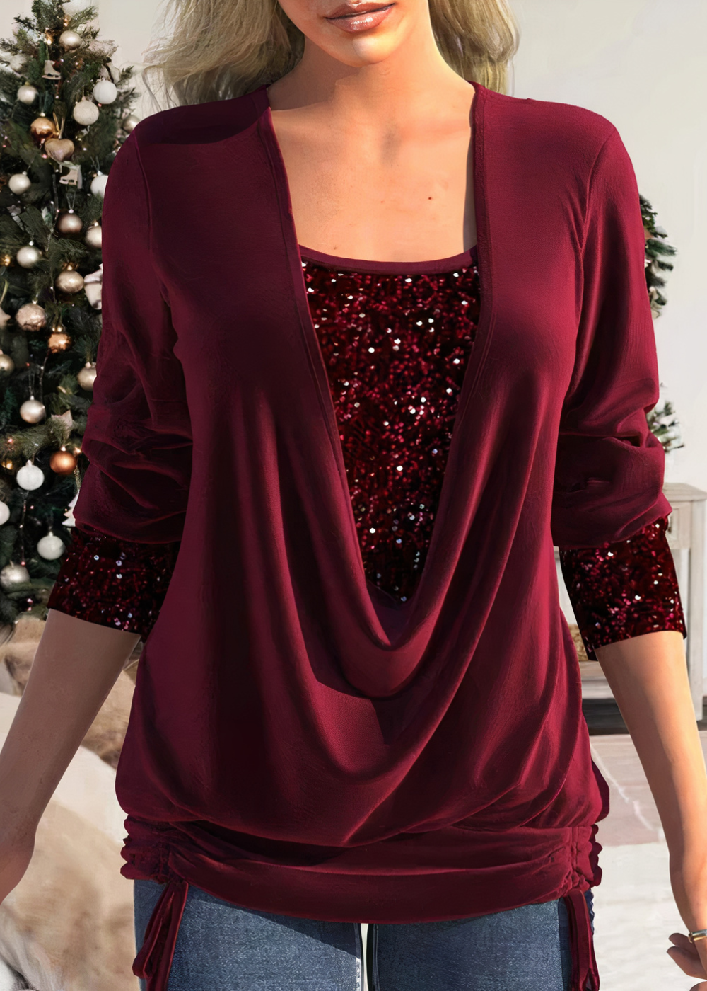 Kira | Top de manga larga con brillo para mujer | Elegante