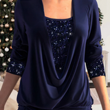 Kira | Top de manga larga con brillo para mujer | Elegante