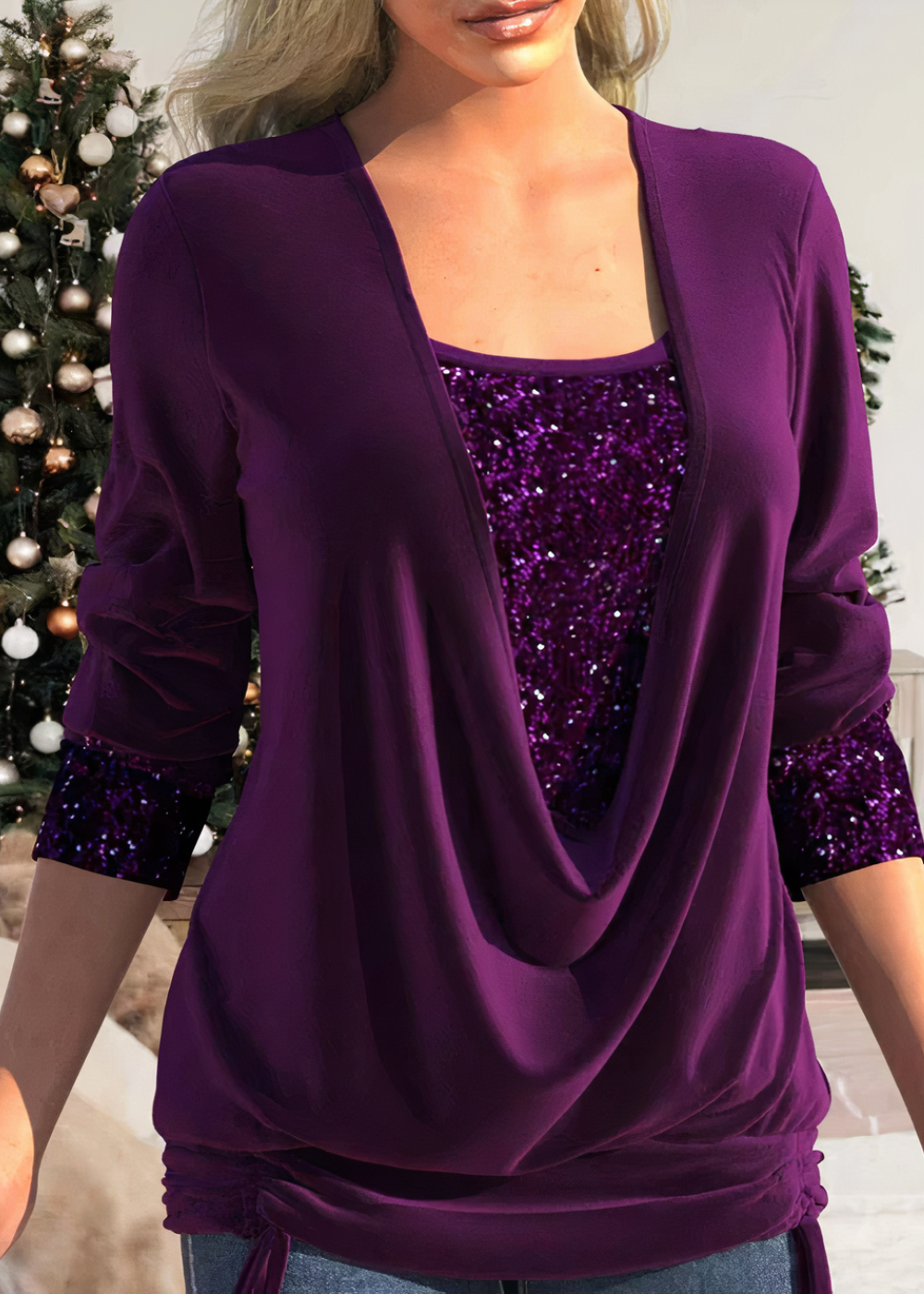 Kira | Top de manga larga con brillo para mujer | Elegante