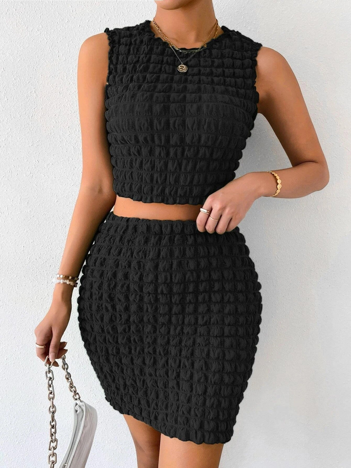 Dovinea | Damen Moderner Rock und Oberteil Set | Zweiteiler