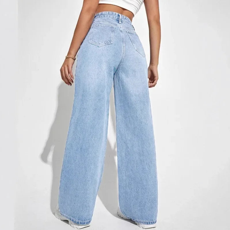 Damen Hohe Taille Baggy Jeans